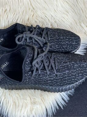 adidas yeezy boots 350 Black Ribbed Slide Sandals